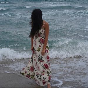 Floral maxi dress with smocked top